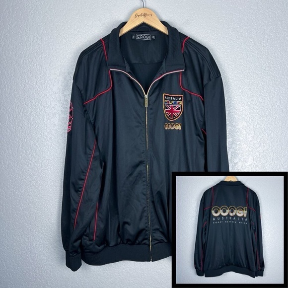 COOGI Other - COOGI Vintage Embroidered Track Jacket Full Zip Bomber Black Red XXXL Streetwear